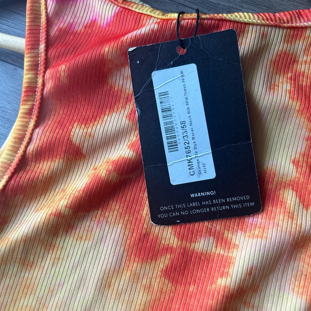 Yellow and orange tie dye bodycon stretch dress - Picture 5 of 7